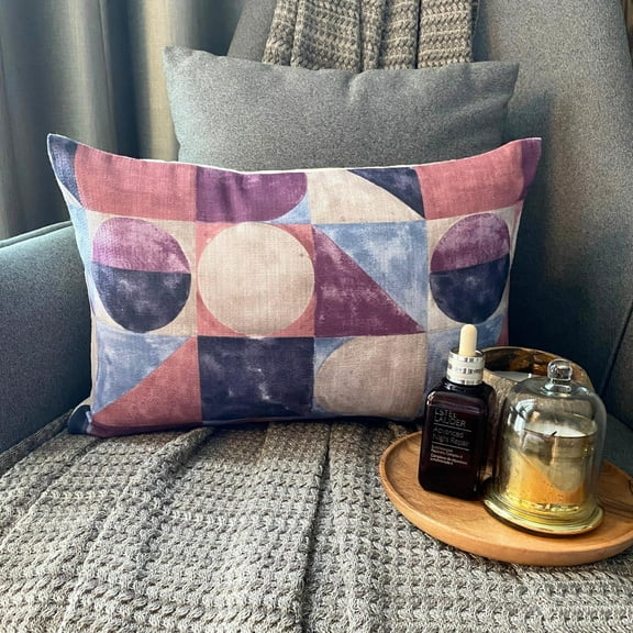 The HomeCentric Decorative Lumbar Pillow Cover Violet & Purple, 12"x16" (30x40 cm) Cotton Canvas Painted, Texture Oblong Pillow Cover For Sofa, Couch, outdoor, Abstract Modern - Canvas Tints Violet