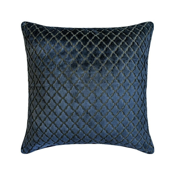 The HomeCentric Decorative Navy Blue 12"x12" (30x30 cm) Throw Pillows, Velvet Textured, Velvet, Lattice, Geometric Pattern Throw Pillows For Couch, Geometric Pattern Modern Style - Geolattice Navy