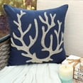 thumbnail image 1 of The HomeCentric Decorative Navy Blue European Sham&nbsp;Covers Pack of 2, 26x26 inch (65x65 cm) Linen Euro Sham Covers, Sea Weeds, Corals, Beaded, Beach Style Euro Size Pillow - Sea Weed At The Shore, 1 of 10