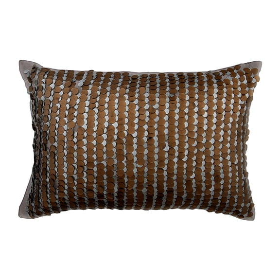 The HomeCentric Decorative Oblong / Lumbar Throw Pillow Covers Accent Pillows Couch Sofa Pillow Case Pack of 2, 12"x20" (30x50 cm) Grey Linen Metal Sequins Embroidery - Mermaid Mood