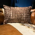 thumbnail image 1 of The HomeCentric Decorative Oblong Pillow Cover Brown , 12"x24" (30x60 cm) Velvet Animal Pattern, Bead Hand Embroidery Cushion Covers For Sofa, Couch, Bed And Patio, Animal Modern - Prowl & Pounce, 1 of 10