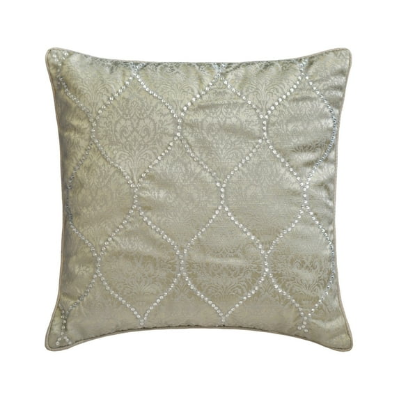 The HomeCentric Decorative Pillow Cases Silver Grey Pack of 2, 18"x18" (45x45 cm) Jacquard Damask, Victorian & Crystal Embroidery Throw Pillow Cover For Sofa, Damask Modern Style - Evelyn Grace