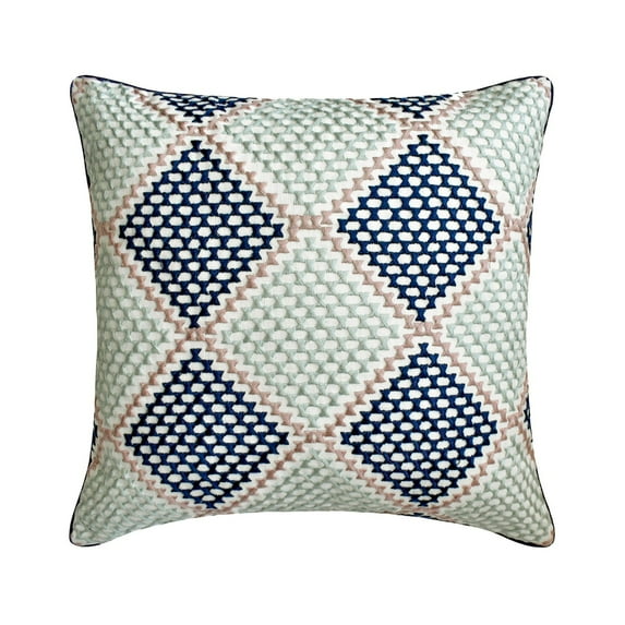 The HomeCentric Decorative Pillow Cover, Blue Pack of 2, 20x20 inch (50x50 cm) Throw Pillow Covers, Cotton Embroidery Throw Pillows For Couch, Geometric Contemporary Style Easter - Diamond Dotty