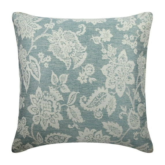 The HomeCentric Decorative Pillow Covers Blue & Ivory Pack of 2 20x20 inch (50x50 cm) Zippered Pillow Covers Jacquard Embroidery Pillow Covers Nature & Floral Victorian Style Easter - Vintage Fleur