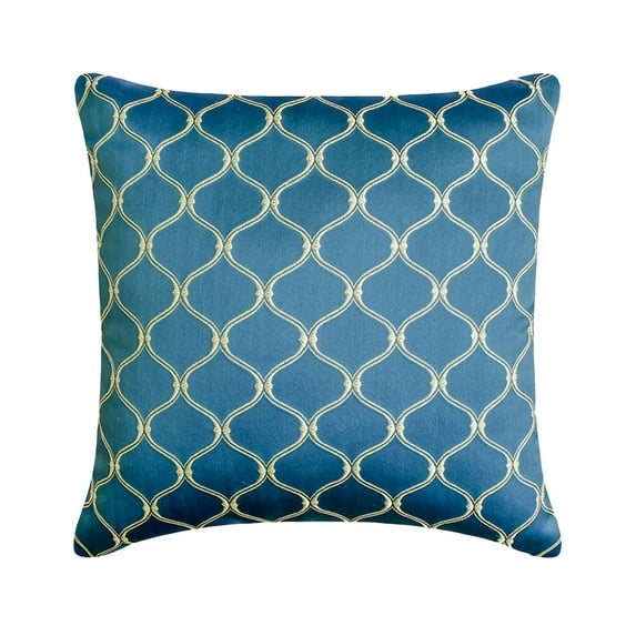 The HomeCentric Decorative Pillow Covers Blue Pack of 2, 22"x22" (55x55 cm) Jacquard Geometric, Embroidery, Trellis, Lattice Cushion Covers For Sofa, Geometric Modern Style - Trellis Tango