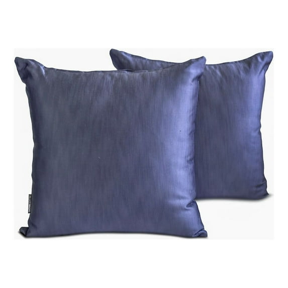 The HomeCentric Decorative Pillow Covers Blue Pack of 2, 24"x24" (60x60 cm) Satin Solid Cushion Covers For Sofa, Solid Modern Style - Midnight Blue Slub Satin