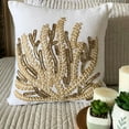 thumbnail image 1 of The HomeCentric Decorative Pillow Covers, Ivory Pack of 2, 16"x16" (40x40 cm) Throw Pillow Covers, Linen SeaWeeds Pearl, Jute Throw Pillows For Couch, Sea Creatures Beach Style Style - Sea Weed Flow, 1 of 10