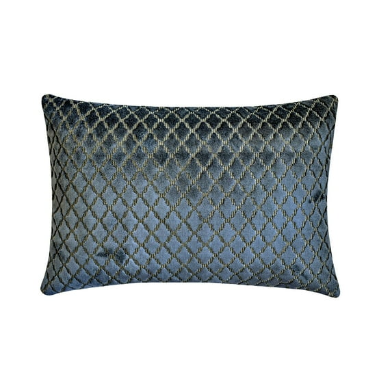 The HomeCentric Decorative Pillow Covers Navy Blue Pack of 2, 12"x24" (30x60 cm) Lumbar Pillow Cover, Velvet Lattice, Textured, Velvet, Geometric Oblong Cushion Covers, Geometric Modern - Marvel Navy