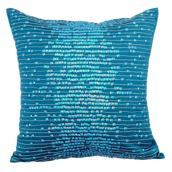 The HomeCentric Decorative Pillow Covers, Shimmer Throw Pillow Covers For Couch, Blue Pack of 2, 18x18 inch (45x45 cm) Sequins Decorative Pillow Covers, Modern Style, Striped Easter - Shimmer & Shine