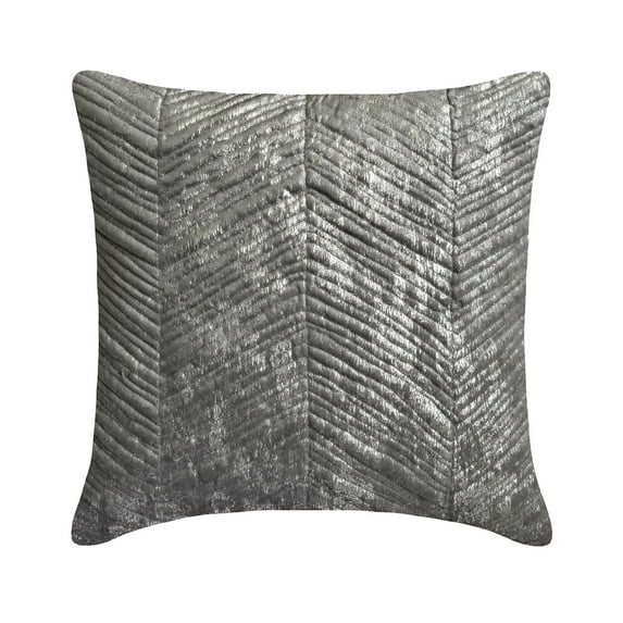 The HomeCentric Decorative Pillow Covers Silver & Grey 14"x14" (35x35 cm) Jacquard Chevron, Foil, Quilted Cushion Covers For Sofa, Geometric Modern Style - Shimmering Vortex