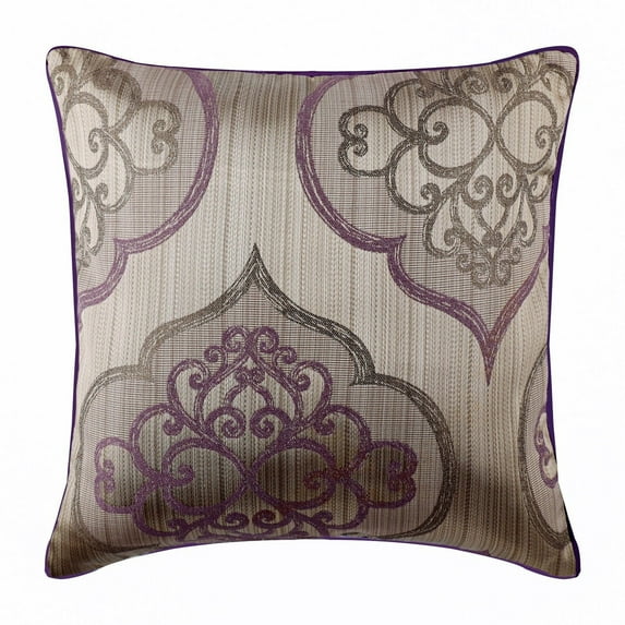 The HomeCentric Decorative Pillow Covers Throw Pillow Covers Pack of 2 22x22 inch (55x55 cm) Purple Throw Pillows Cover Damask Pillowcases Art Silk Square Pillows Cover Floral - Damask Purple Galore