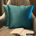 thumbnail image 1 of The HomeCentric Decorative Pillow Covers Turquoise Pack of 2, 26"x26" (65x65 cm) Satin Solid Cushion Covers For Sofa, Solid Modern Style - Turquoise Slub Satin, 1 of 10