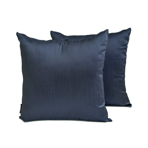The HomeCentric Decorative Plain Pillow Cover Midnight Blue Pack of 2, 22"x22" (55x55 cm) Thow Pillow Covers, Art Silk Plain & Solid Throw Pillow Cover For Sofa, Modern Style - Midnight Blue Luxury