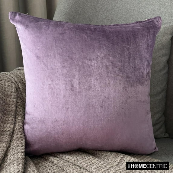 The HomeCentric Decorative Purple 12"x12" (30x30 cm) Throw Pillow Covers, Velvet Double Side, Linen & Top Zipper Throw Pillows For Sofa, Solid Pattern Modern Style - Velvet Purple Jules