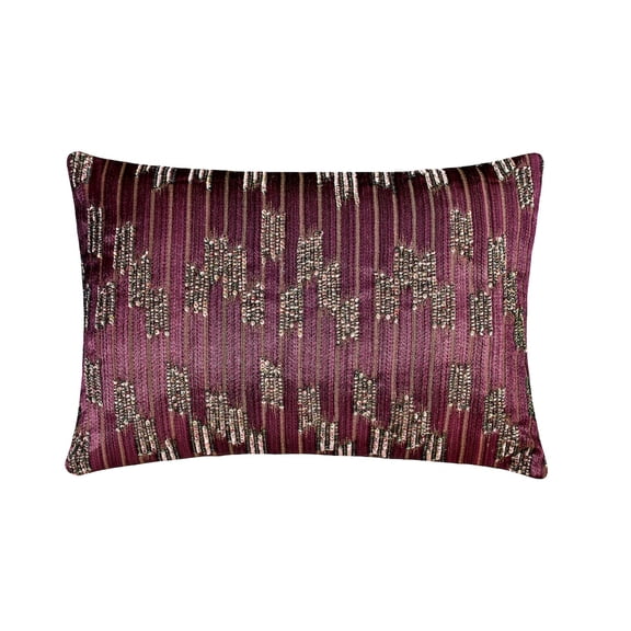 The HomeCentric Decorative Purple Pack of 2,12"x24" (30x60 cm) Lumbar Pillow Cover, Jacquard Embroidery & Sequins Oblong Pillow, Abstract Pattern Modern Style - Cynosure