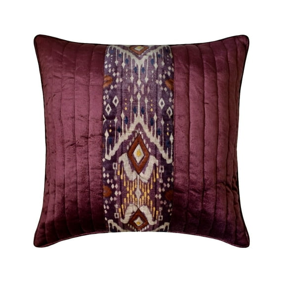 The HomeCentric Decorative Purple Pack of 2, 20x20 inch (50x50 cm) Pillow Covers, Velvet Quilting & Patchwork Throw Pillows For Sofa, Ikat Pattern Contemporary Style Easter - Ikat Dye