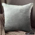 thumbnail image 1 of The HomeCentric Decorative Sea Blue Pack of 2, 26x26 inch (65x65 cm) Euro Shams, Velvet Double Side, Faux Leather Puller Euro Shams For Couch, Solid Color Modern Style Easter - Velvet Sea Jules, 1 of 10