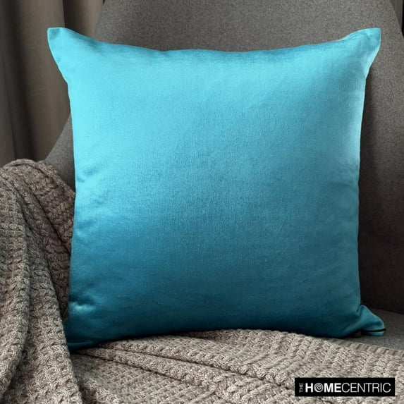 The HomeCentric Decorative Teal 18"x18" (45x45 cm) Throw Pillows, Velvet Double Side, Linen & Top Zipper Throw Pillows For Couch, Solid Pattern Modern Style - Velvet Teal Jules