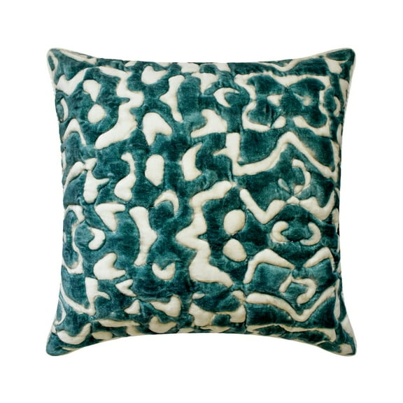 The HomeCentric Decorative Teal Blue 14"x14" (35x35 cm) Throw Pillows, Suede Abstract & Quilted Throw Pillows For Couch, Abstract Modern Style - Medhakara