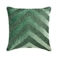thumbnail image 1 of The HomeCentric Decorative Teal Blue Pack of 2, 16"x16" (40x40 cm) Throw Pillows, Velvet Beaded Embroidered & Chevron Pattern Throw Pillows For Couch, Geometric Pattern Modern Style Easter - Himadri, 1 of 3