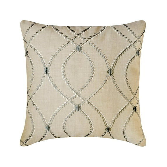 The HomeCentric Decorative Thow Pillow Covers Beige Pack of 2, 22"x22" (55x55 cm) Linen Embroidery Throw Cushion Covers For Couch, Geometric Modern Style - Juliette