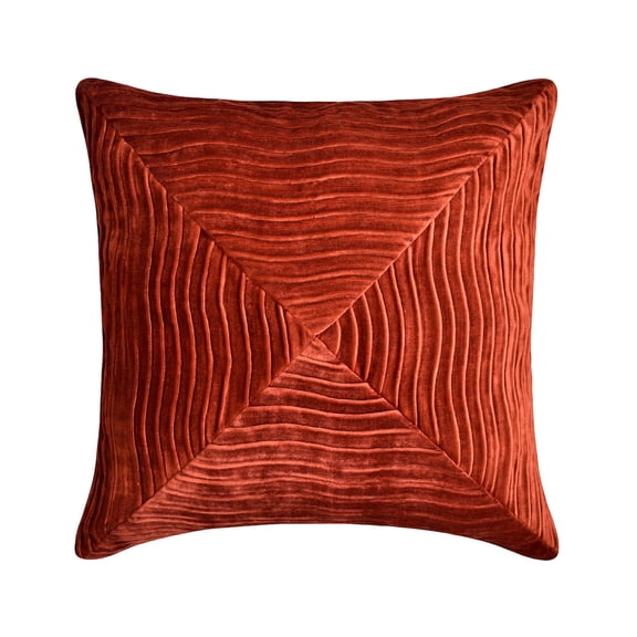 The HomeCentric Decorative Throw Pillow Cases Rust Pack of 2, 20"x20" (50x50 cm) Velvet Striped, Textured & Patchwork Cushion Covers For Sofa, Geometric Modern Style - Centric Wrap