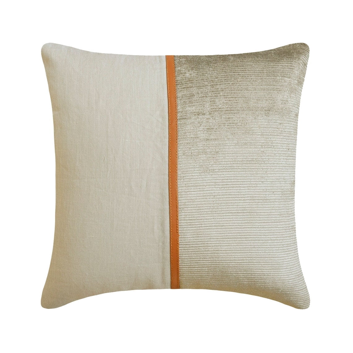 The HomeCentric Decorative Throw Pillow cover Beige 20"x20" (50x50 cm) Corduroy & Linen Corduroy Cushion Covers For Couches And Sofas, Patchwork Modern Style - Cozy Cord Beige