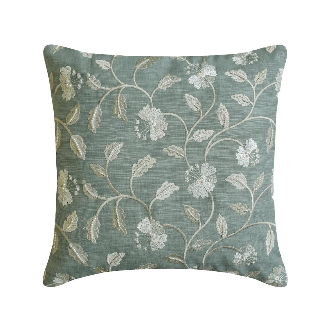 The HomeCentric Decorative Throw Pillow cover Blue & Gray 20"x20" (50x50 cm) Cotton Linen Floral, Pearl, Handmade Cushion cover For Sofa Chouch, Hotels, living Bed Room, Floral Contemporary- Fiorella