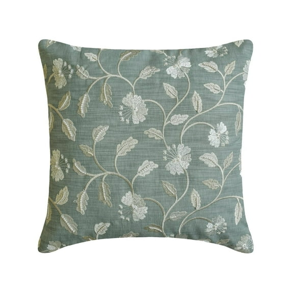 The HomeCentric Decorative Throw Pillow cover Blue & Gray 20"x20" (50x50 cm) Cotton Linen Floral, Pearl, Handmade Cushion cover For Sofa Chouch, Hotels, living Bed Room, Floral Contemporary- Fiorella