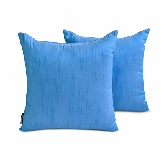 The HomeCentric Decorative Throw Pillow cover Blue Pack of 2, 14"x14" (35x35 cm) Silk Solid Pillow Case For Sofa Chouch, Hotels, living, Bed Room, Solid Modern Style - Light Blue Luxury