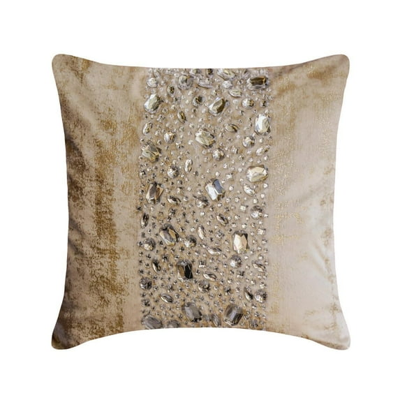 The HomeCentric Decorative Throw Pillow cover Gold 16"x16" (40x40 cm) Jacquard Foil, Crystal, Rhinestone, Embroidery Cushion Covers For Sofa Chouch, Hotels, living Bed Room, Abstract - Gilted Sparkle