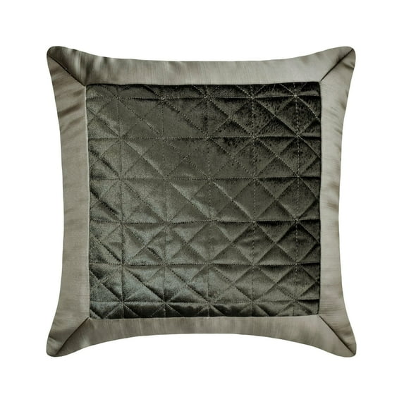 The HomeCentric Decorative Throw Pillow cover Gray 18"x18" (45x45 cm) Velvet Geometric, Patchwork, Quilted Cushion Covers For Couches And Sofas, Geometric Modern Style - Quilted Quadrant