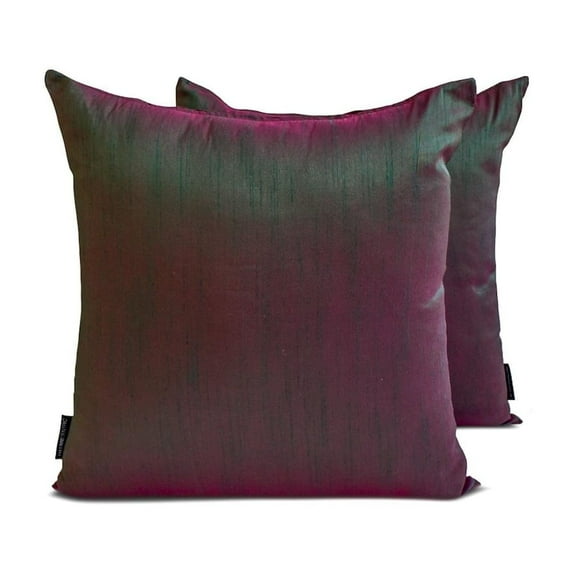 The HomeCentric Decorative Throw Pillow cover Green & Fuchsia Pack of 2, 22"x22" (55x55 cm) Silk Solid Cushion Covers For Couches And Sofas, Hotels, living, Bed Room Modern - Green Fuchsia Luxury