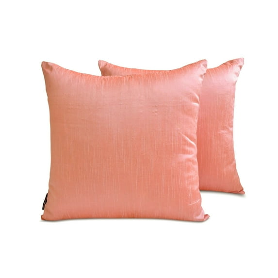 The HomeCentric Decorative Throw Pillow cover Peach & Coral Pack of 2, 14"x14" (35x35 cm) Art Silk Solid & Two Tone Silk Pillowcase For Sofa Chouch, Hotels, living, Bed Room Modern-Peach Coral Luxury