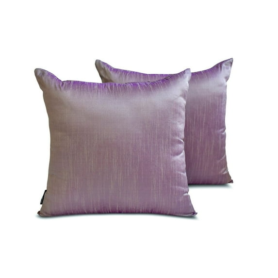 The HomeCentric Decorative Throw Pillow covers Cream & Purple Pack of 2, 16"x16" (40x40 cm) Silk Solid Cushion cover For Sofa Chouch, Hotels, living, Bed Room, Solid Modern - Cream Purple Luxury