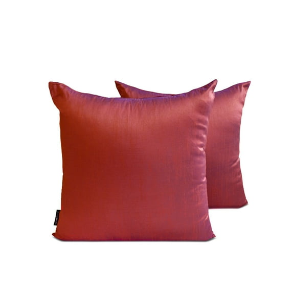 The HomeCentric Decorative Throw Pillow covers Rust & Purple Pack of 2, 20"x20" (50x50 cm) Art Silk Solid & Two Tone Silk Cushion cover For Sofa Chouch, Hotels, living, Bed Room- Rust & Purple Luxury