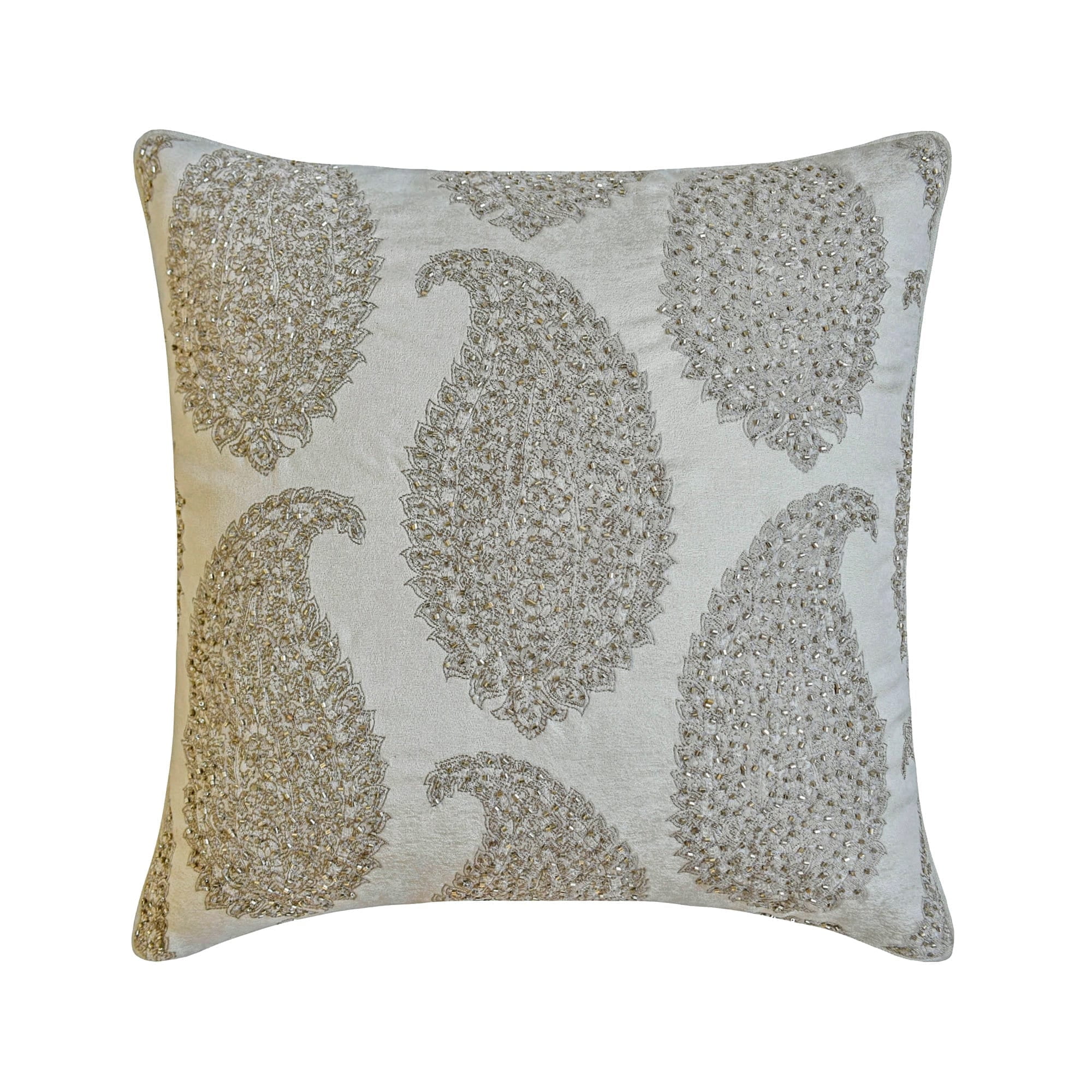 The HomeCentric Decorative Throw Pillow covers Silver 14"x14" (35x35 cm) Jacquard Paisley Cushion Covers For Sofa, Paisley Contemporary Style - Paisley Silver Queen