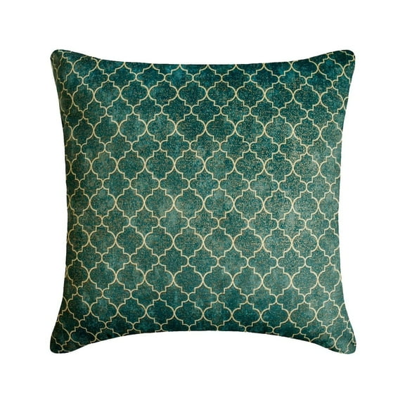 The HomeCentric Decorative Throw Pillow covers Teal 16"x16" (40x40 cm) Velvet Moroccan Trellis Pillow Case For Sofa Chouch, Hotels, living, Bed Room, Geometric Contemporary Style - Nour Teal