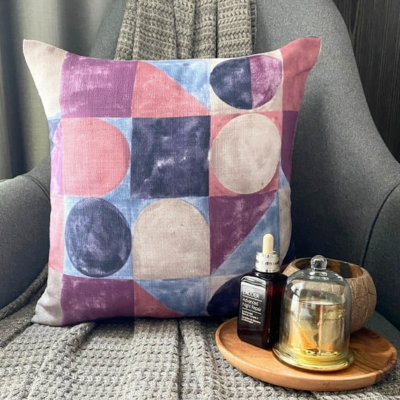 The HomeCentric Decorative Throw Pillow covers Violet 16"x16" (40x40 cm) Cotton Canvas AbstractPainted Pillow Case For Sofa Chouch, Hotels, living, Bed Room, Abstract - Playful Palette Violet