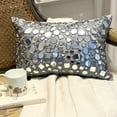 thumbnail image 1 of The HomeCentric Designer Grey Pack of 2, 12"x14" (30x35 cm) Lumbar Pillow Cover, Silk Mirror Embroidery Oblong Pillow, Geometric Pattern Modern Style - Anayna Grey, 1 of 10