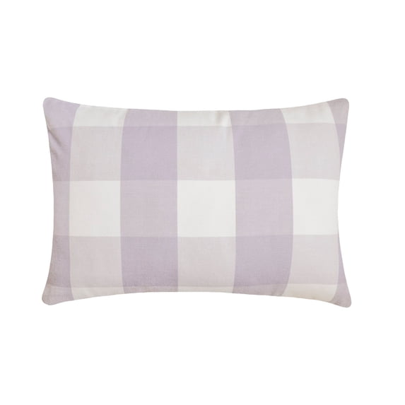 The HomeCentric Designer Lavender Pack of 2, 12"x14" (30x35 cm) Lumbar Pillow Cover, Cotton Buffalo Checks Oblong Pillow, Checkered Pattern Contemporary Style - Lavender Plaid Play