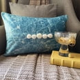 thumbnail image 1 of The HomeCentric Designer Teal Blue 12"x16" (30x40 cm) Lumbar Pillow Cover, Suede Marble Print & Solar quartz Gemstone Oblong Pillow, Abstract Pattern Modern Style - Quartz Center Teal, 1 of 10