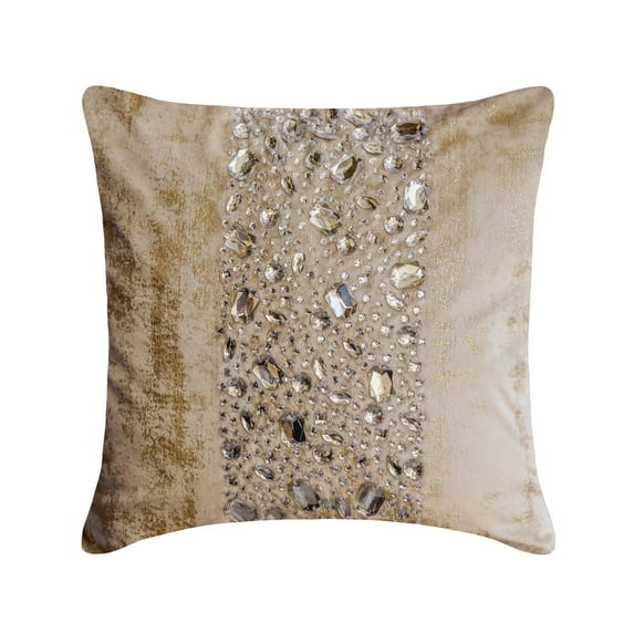 The HomeCentric Designer Throw Pillow cover Gold 24"x24" (60x60 cm) Jacquard Foil, Crystal, Rhinestone, Embroidery Cushion Covers For Sofa Chouch, Hotels, living, Bed Room, Abstract - Gilted Sparkle