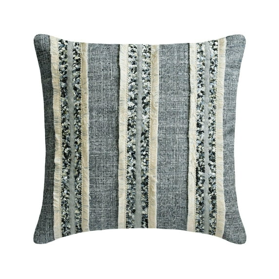 The HomeCentric Euro Pillow Sham, Blue Pack of 2, 26x26 inch (65x65 cm) European Pillow Shams, Jacquard Lace & Sequins Throw Pillows For Couch, Abstract Pattern Moroccan Style Easter - Moroccan Daze