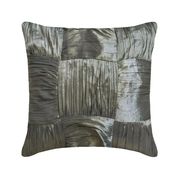 The HomeCentric Euro Pillow Sham Covers Decorative Gray European Pillow Shams Pack of 2 26x26 inch (65x65 cm) Crushed Silk Euro Pillowcases Patchwork Modern European Shams Easter - Dreamy Silver Gray