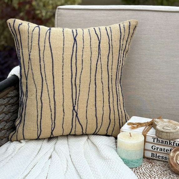 The HomeCentric Euro Pillow Shams, Euro Pillow Sham, Designer Blue Euro Shams Pack of 2, 26x26 inch (65x65 cm), Burlap European Pillow Shams, Striped, Contemporary Euro Pillow Shams Easter - Sea King