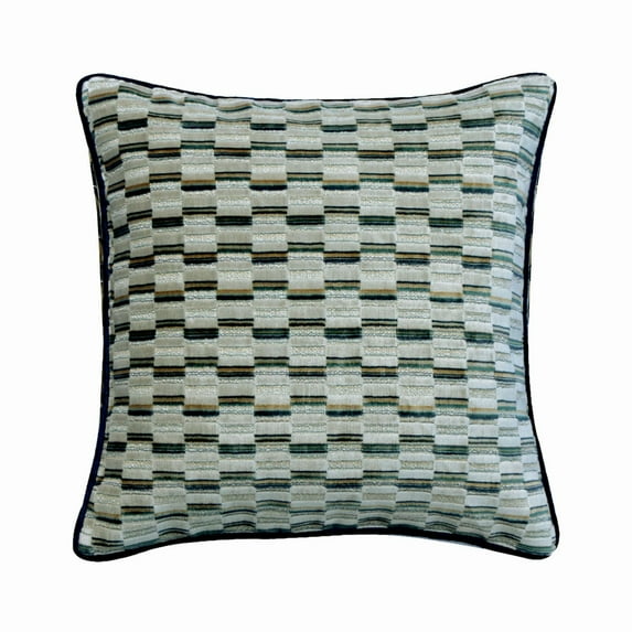 The HomeCentric Euro Sham Cover, Blue Pack of 2, 26x26 inch (65x65 cm) Throw Pillow Covers, Jacquard Silk Pattern Throw Pillows For Couch, Striped Pattern Modern Style Easter - Brick Together