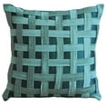 thumbnail image 1 of The HomeCentric Euro Sham Cover Teal Blue European Pillow Cover Pack of 2, 26x26 inch Silk Euro Sham&nbsp;Cover Geometric Checkered Basket Weave Texture Euro - Peacock Green N Teal Basket Weave, 1 of 4