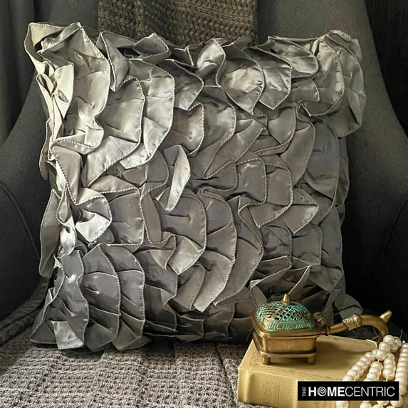 The HomeCentric Euro Sham, Euro Pillow Sham, Luxury Silver Euro Pillow Shams Pack of 2, 26x26 inch (65x65 cm), Satin Euro Shams, Solid Color, Contemporary European Shams Easter - Vintage Silver