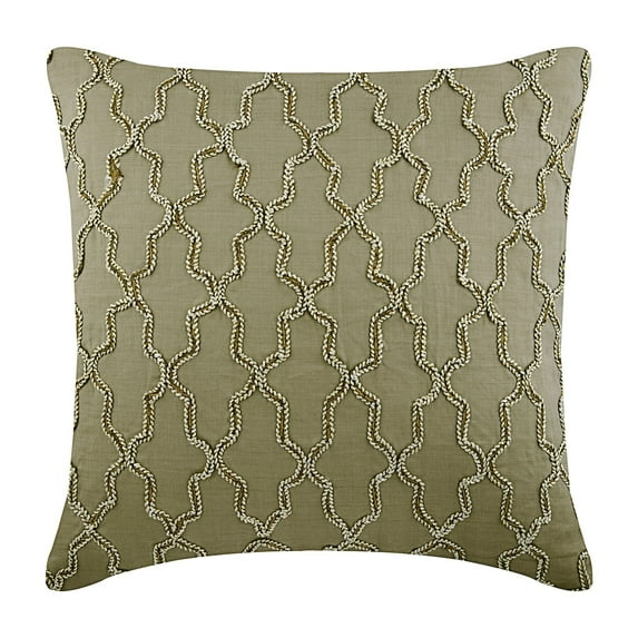 The HomeCentric Euro Sham Pillow Cover, Taupe Euro Pillowcases Pack of 2, 26x26 inch (65x65 cm) Linen Euro Size Pillow Shams, Moroccan, Lattice, Trellis, Lace, Contemporary European Sham - Pasha
